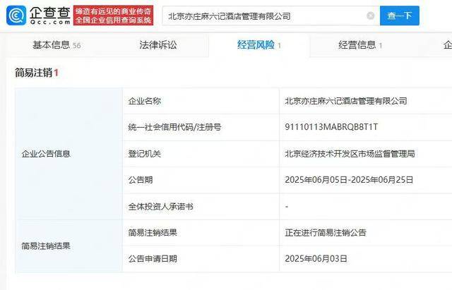 北京麻六記酒店一子公司擬注銷<strong></p>
<p>注銷公司
</strong>，此前已有多家門店注銷:注銷公司
