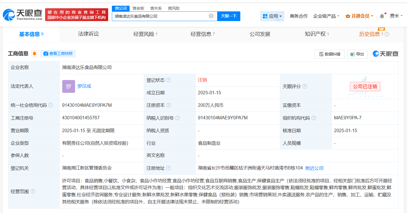 鹿哈注銷名下一食品公司:注銷公司
